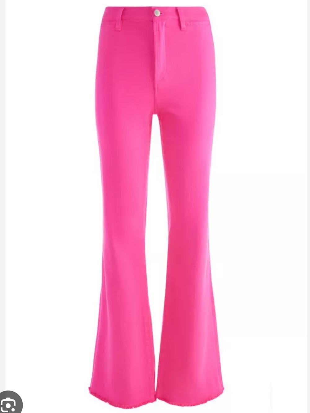 Alice + Olivia | Hot Pink High-Rise Raw Hem Flare Jeans | Size 25